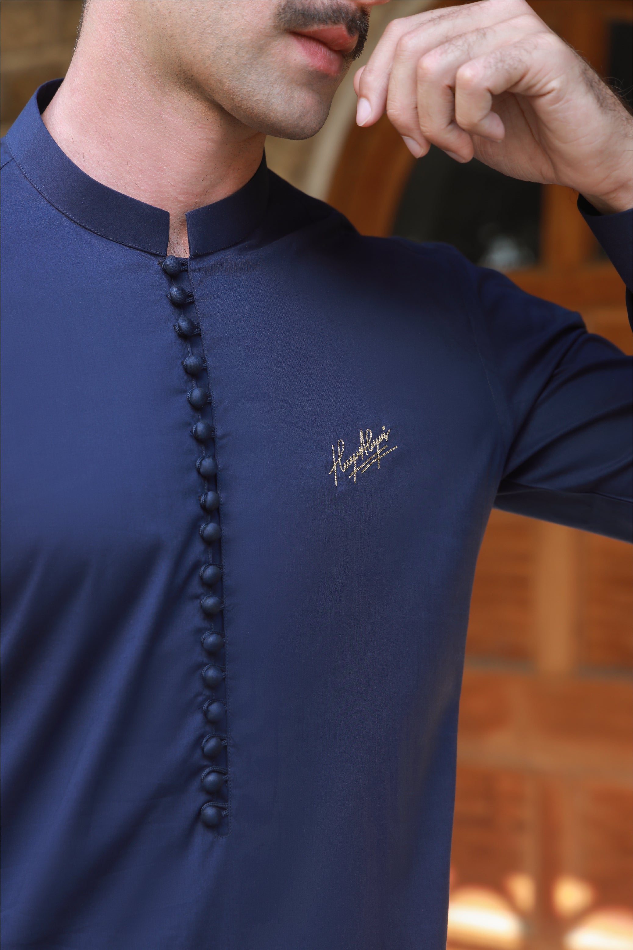 Royal Blue Embroidered Stretchable Kurta Pajama (2-Piece) - Image 4