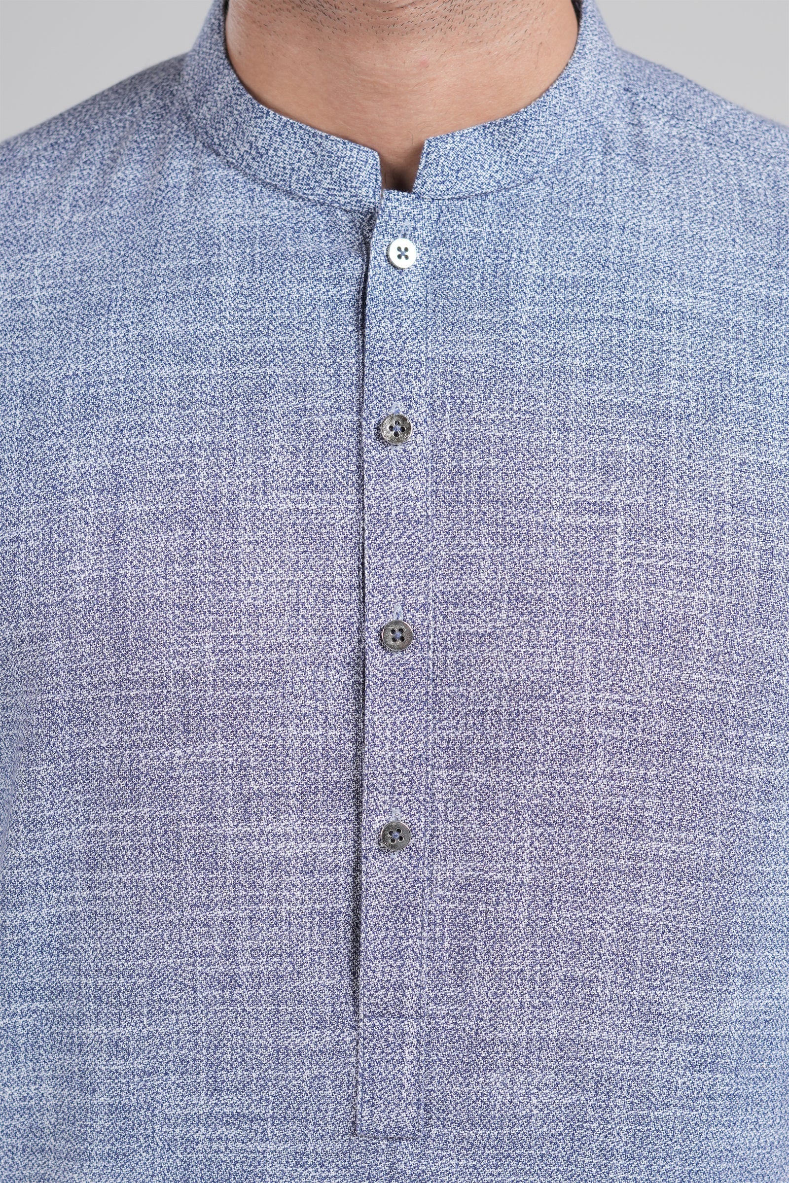 Blue Tropical Fabric Long Kurta (2-Piece) - Image 1