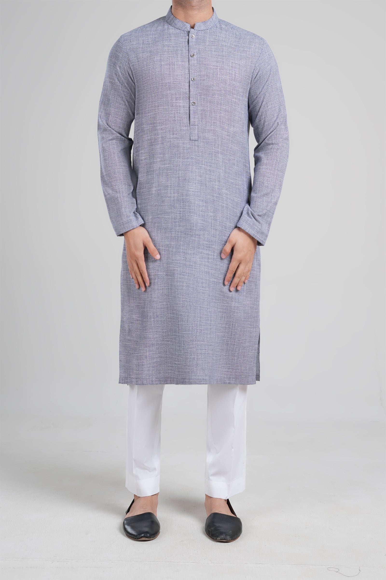 Blue Tropical Fabric Long Kurta (2-Piece) - Image 2