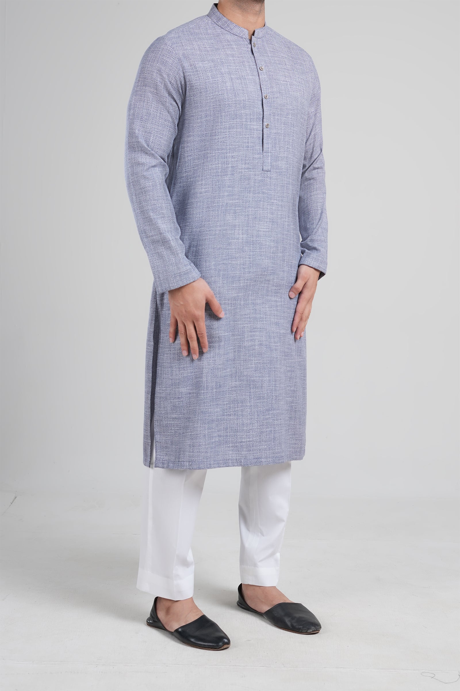 Blue Tropical Fabric Long Kurta (2-Piece) - Image 3