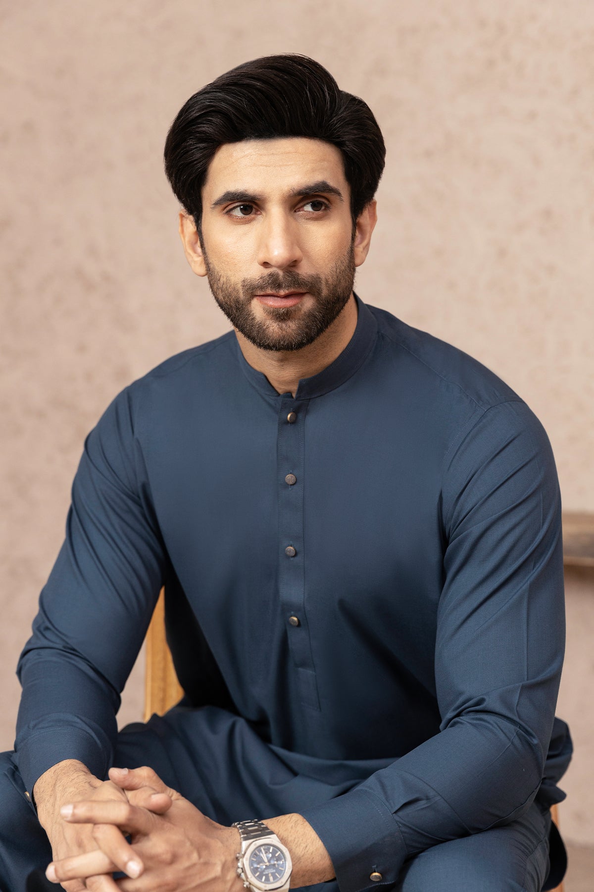 Light Blue Wash and Wear Kurta Pajama (2-Piece) - Image 2