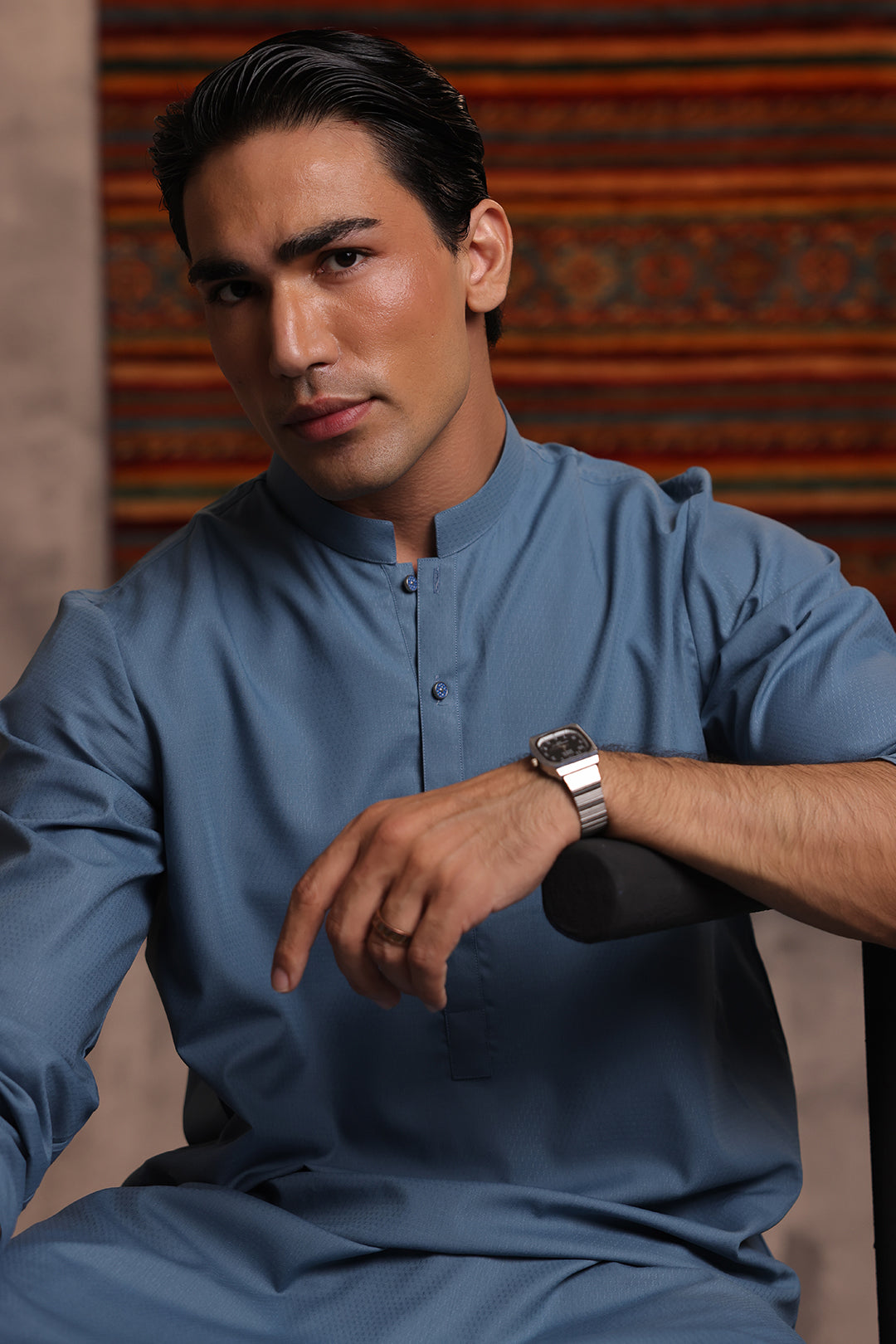 Blue Wash & Wear Kurta Pajama (2-Piece) - Image 14