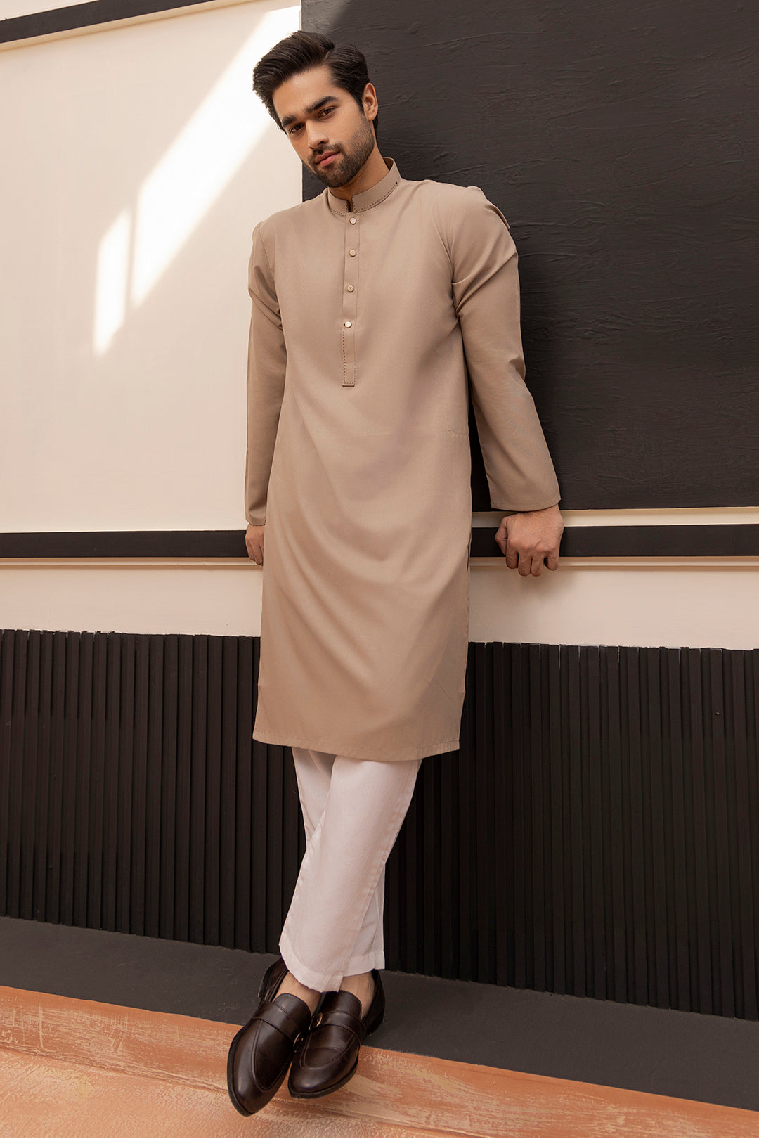 Blue Wash & Wear Kurta Pajama (2-Piece) - Image 43