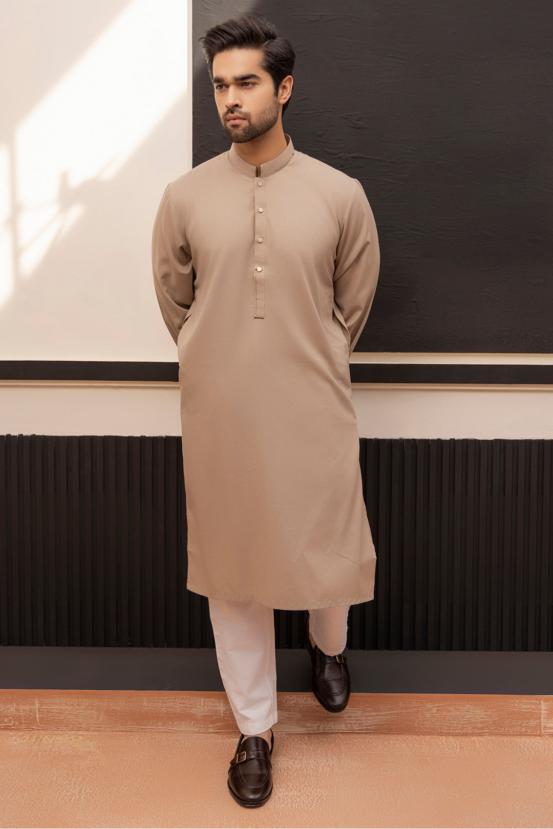 Blue Wash & Wear Kurta Pajama (2-Piece) - Image 47