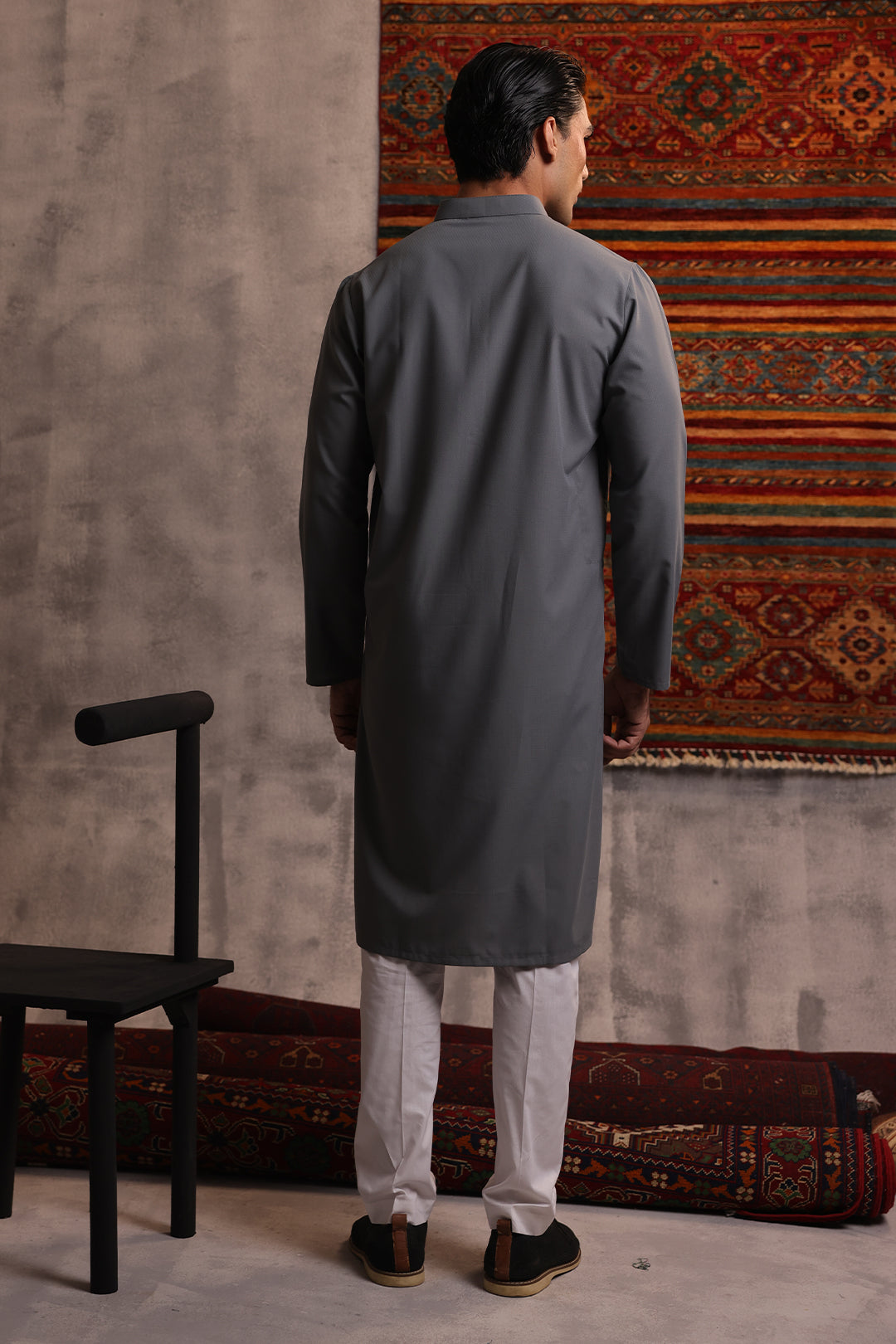 Blue Wash & Wear Kurta Pajama (2-Piece) - Image 7