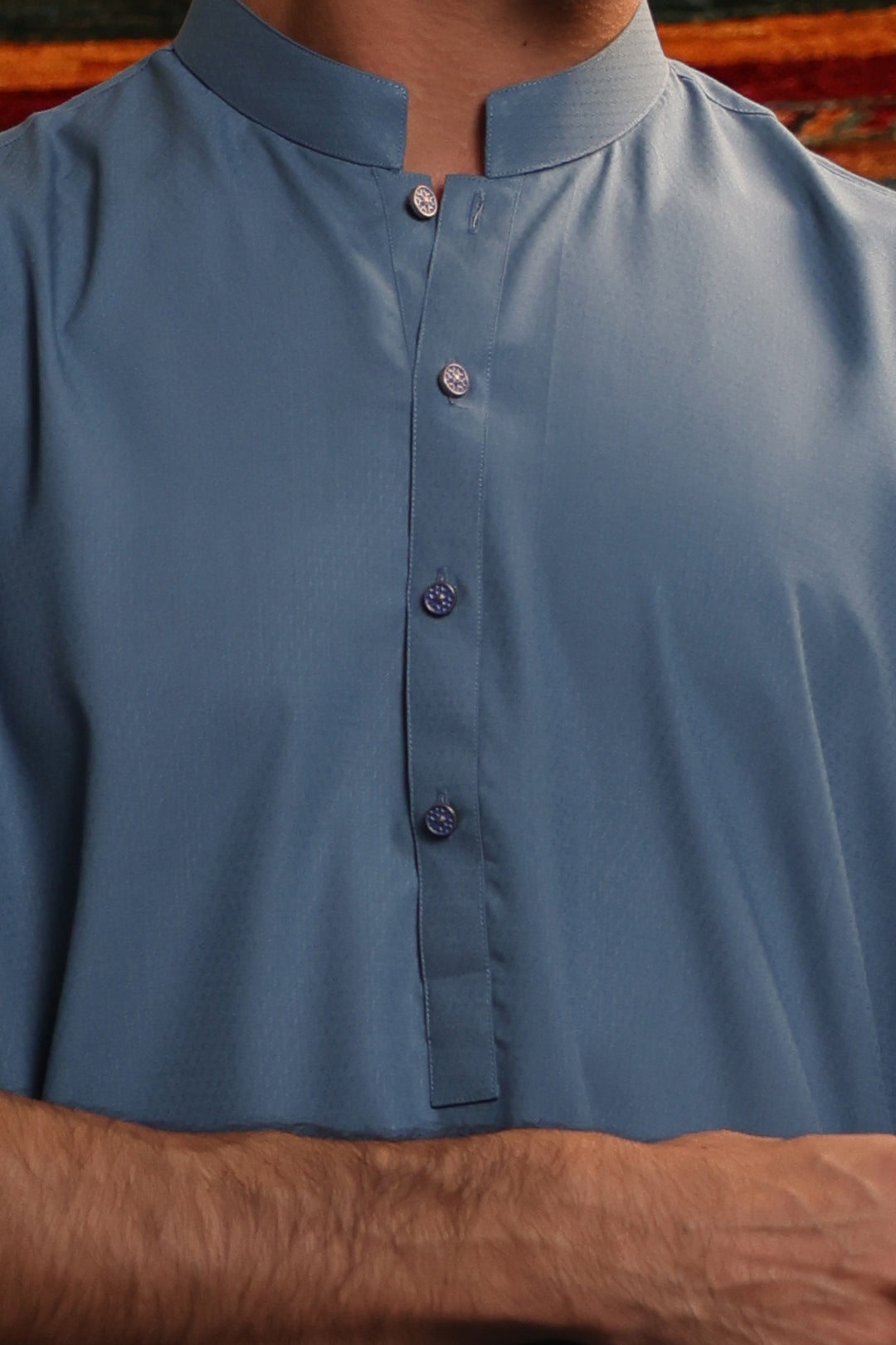 Blue Wash & Wear Kurta Pajama (2-Piece) - Image 8