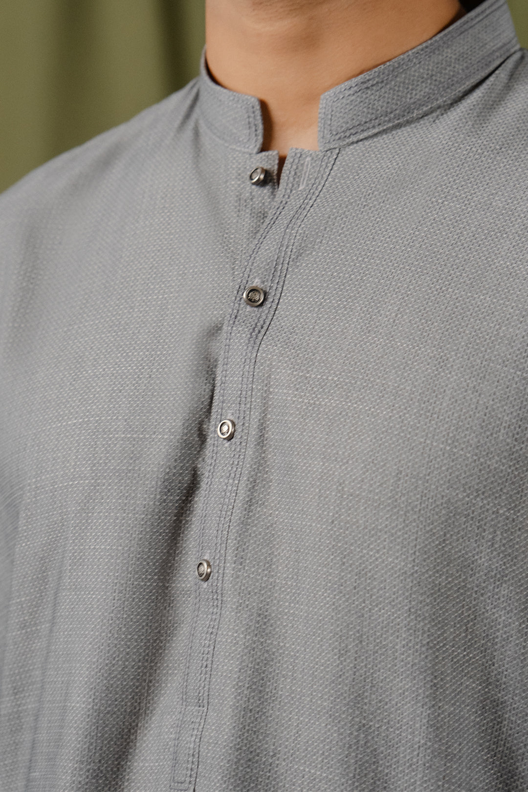 Slate Blue Minimal Stitch Wash & Wear Kurta Pajama (2-Piece) - Image 25