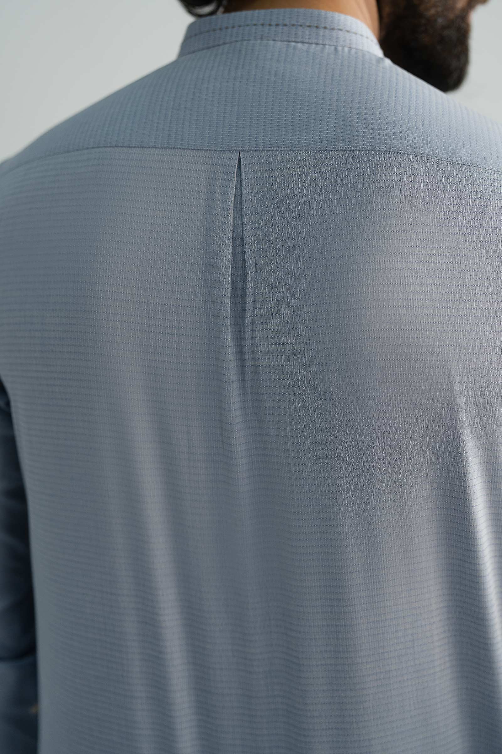 Denim Blue Yarn Dyed Cotton Kurta (2-Piece) - Image 6