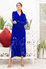 Pakistani Cobalt Blue Laser-Cut Georgette Chiffon Tunic (1-Pc) - Image 3