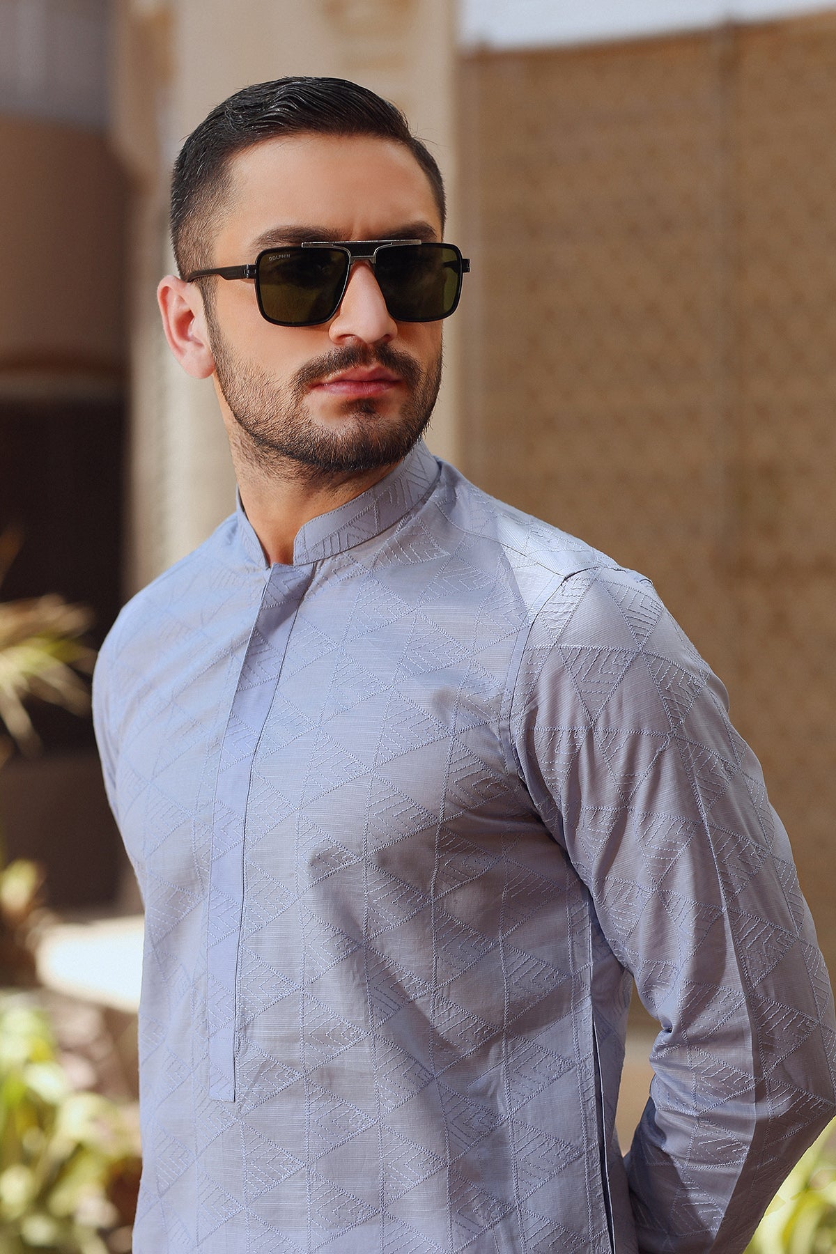 Sky Blue Embroidered Egyptian Cotton Lawn Kurta (2-Piece) - Image 2