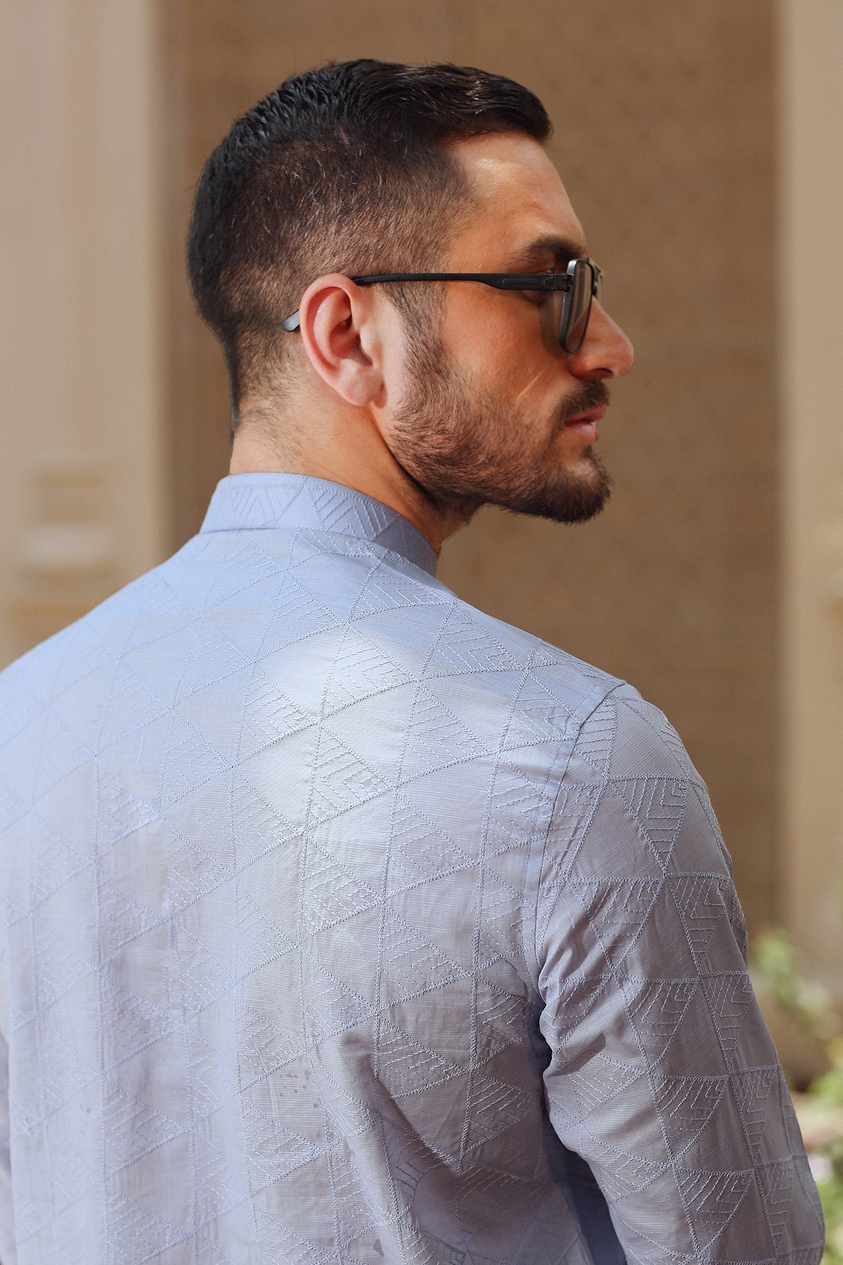 Sky Blue Embroidered Egyptian Cotton Lawn Kurta (2-Piece) - Image 7