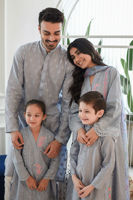 Periwinkle Schiffli Cotton Embroidered Kurta (2-Piece) - Image 11