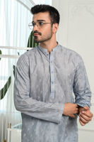 Periwinkle Schiffli Cotton Embroidered Kurta (2-Piece) - Image 5