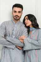 Periwinkle Schiffli Cotton Embroidered Kurta (2-Piece) - Image 7
