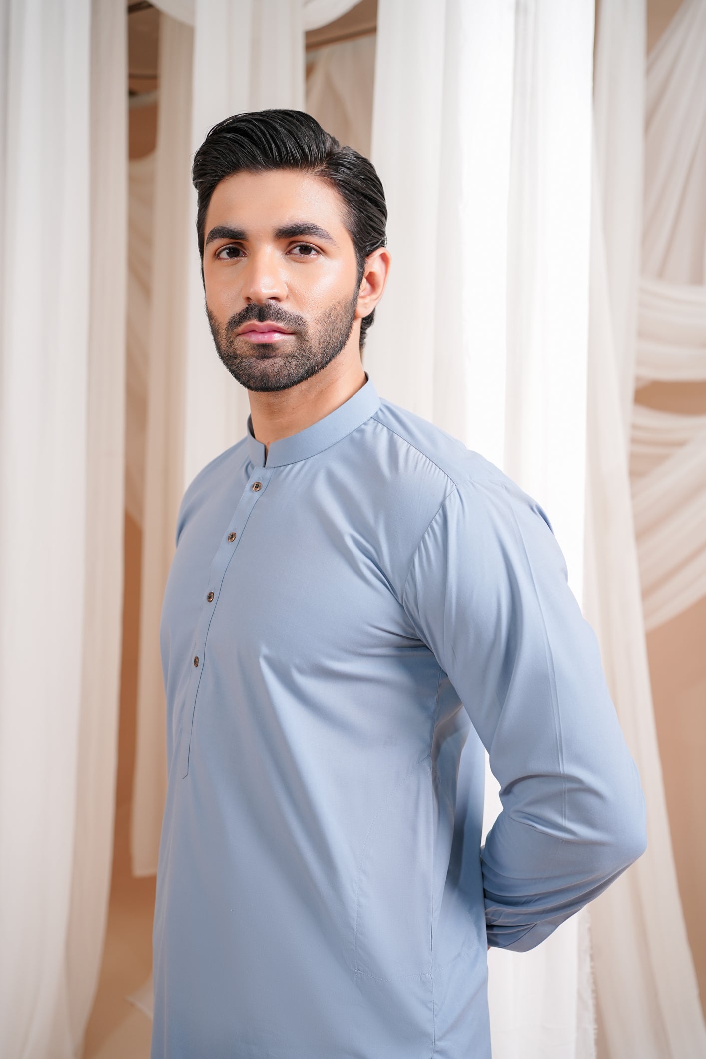 Sapphire Blue Luxury Blended Kurta Shalwar (2-Piece) - Image 1