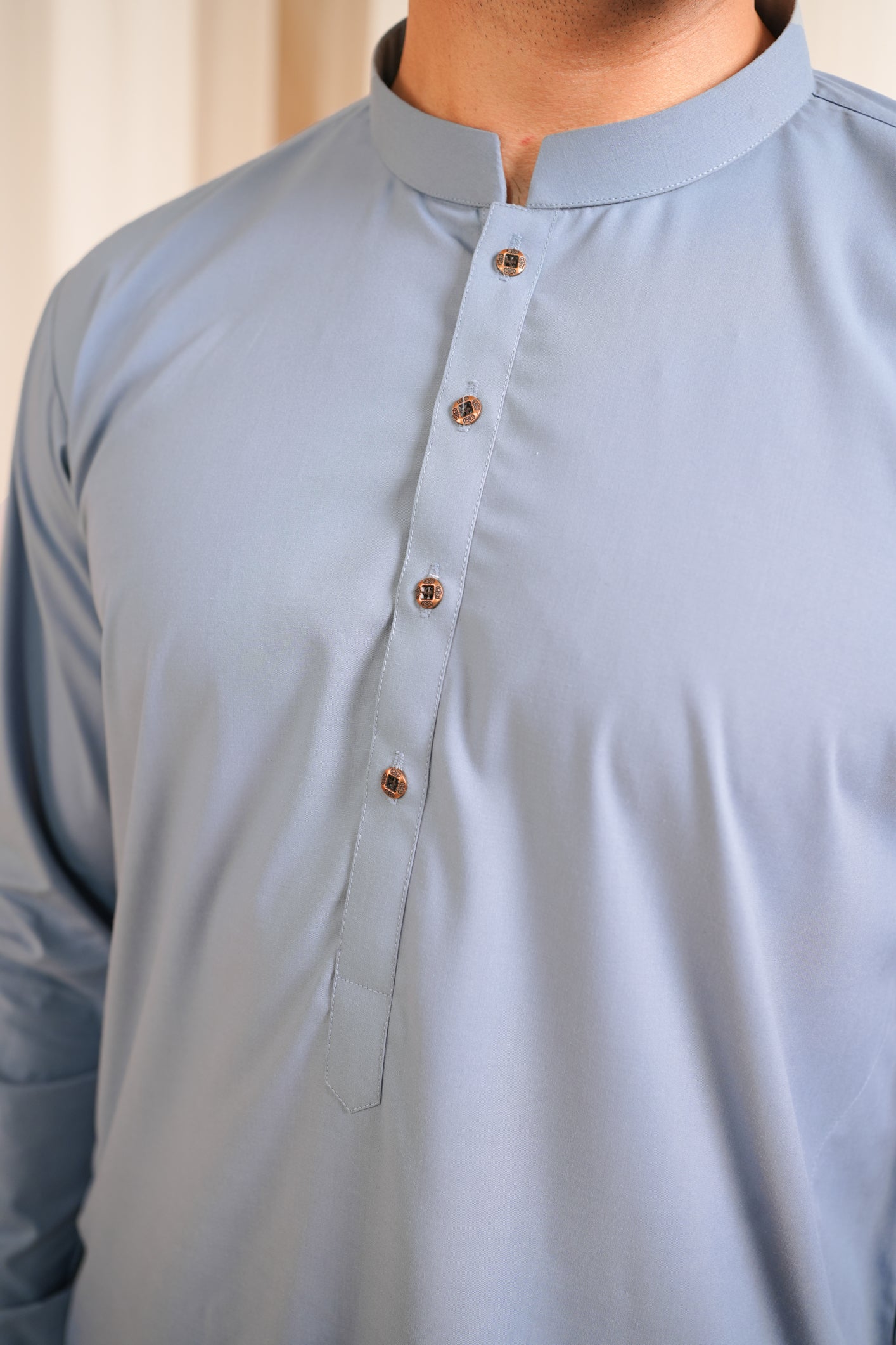 Sapphire Blue Luxury Blended Kurta Shalwar (2-Piece) - Image 3