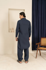 Midnight Blue Premium Blended Kameez Shalwar (2-Piece) - Image 2