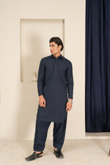 Midnight Blue Premium Blended Kameez Shalwar (2-Piece) - Image 4