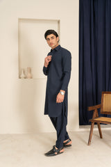 Midnight Blue Premium Blended Kameez Shalwar (2-Piece) - Image 5