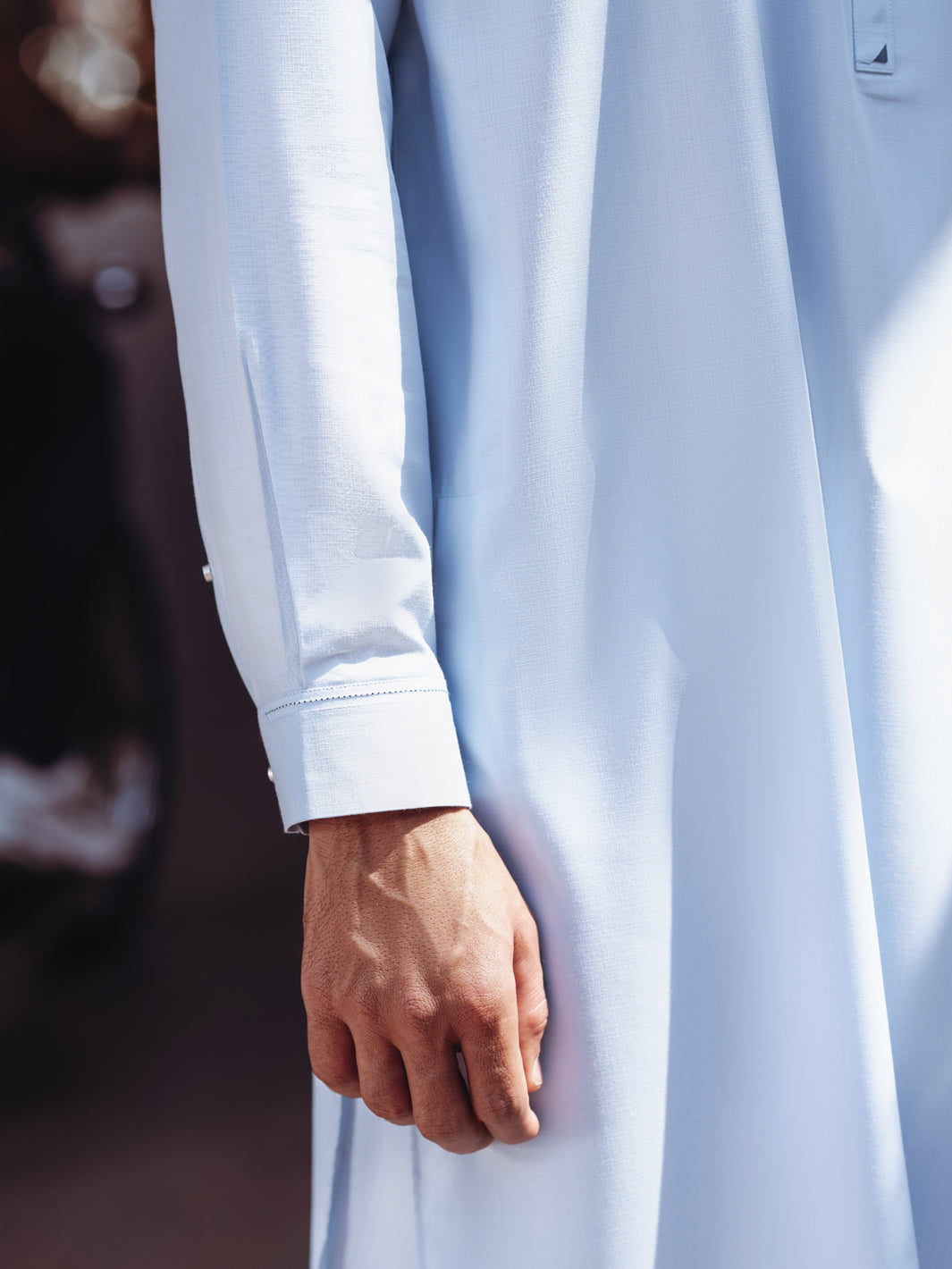 Light Blue Blended Fabric Kameez Shalwar (2-Piece) - Image 4