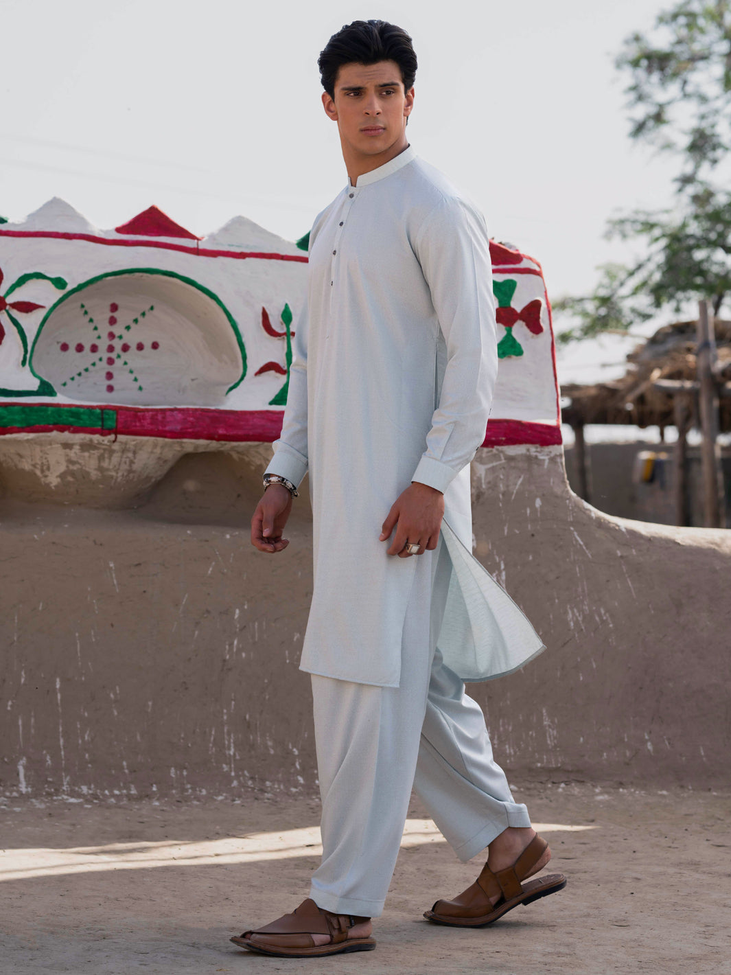 Sky Blue Blended Shalwar Kameez (2-Piece) - Image 1