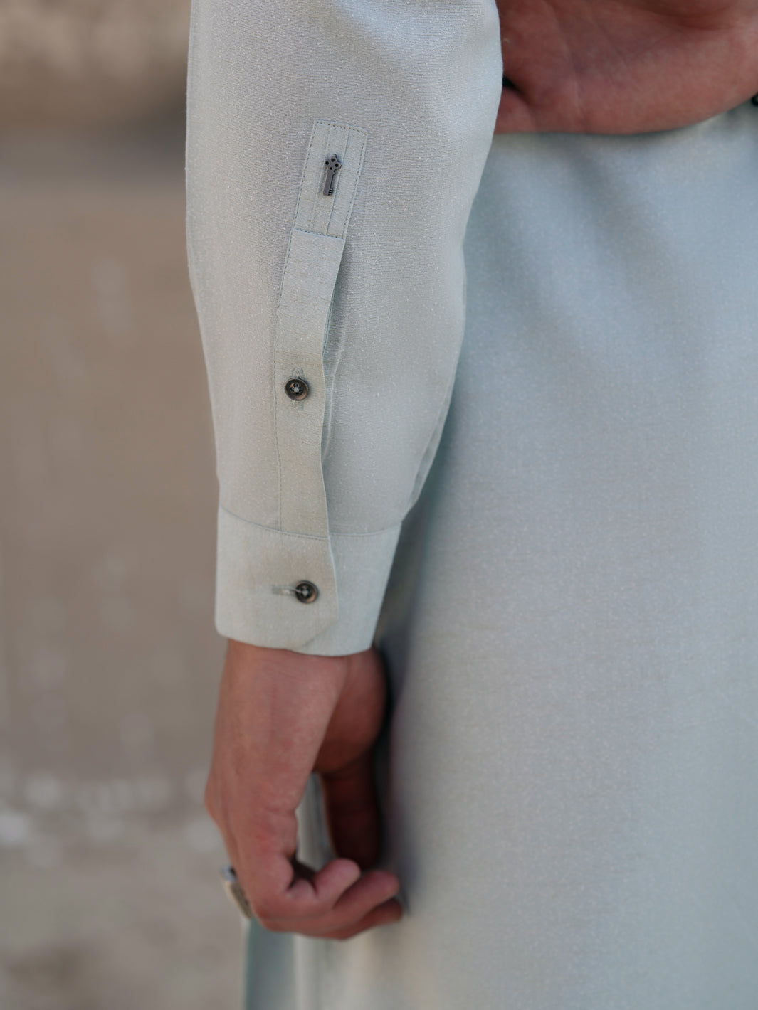 Sky Blue Blended Shalwar Kameez (2-Piece) - Image 4