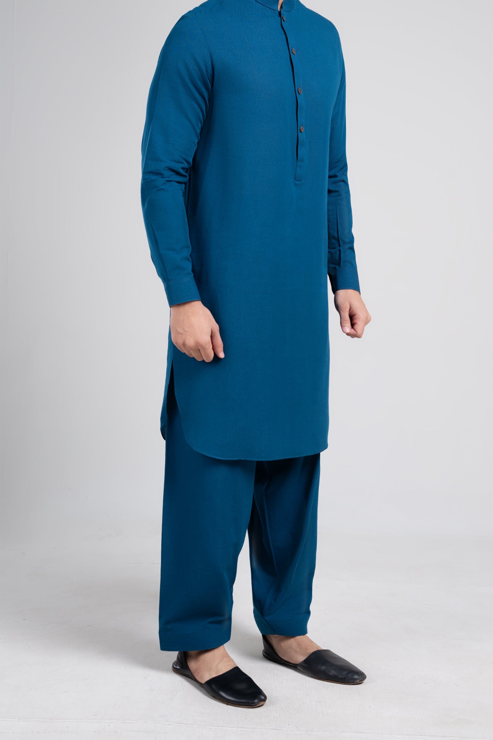 Blue Cotton Karandi Shalwar Kameez (2-Piece) - Image 3