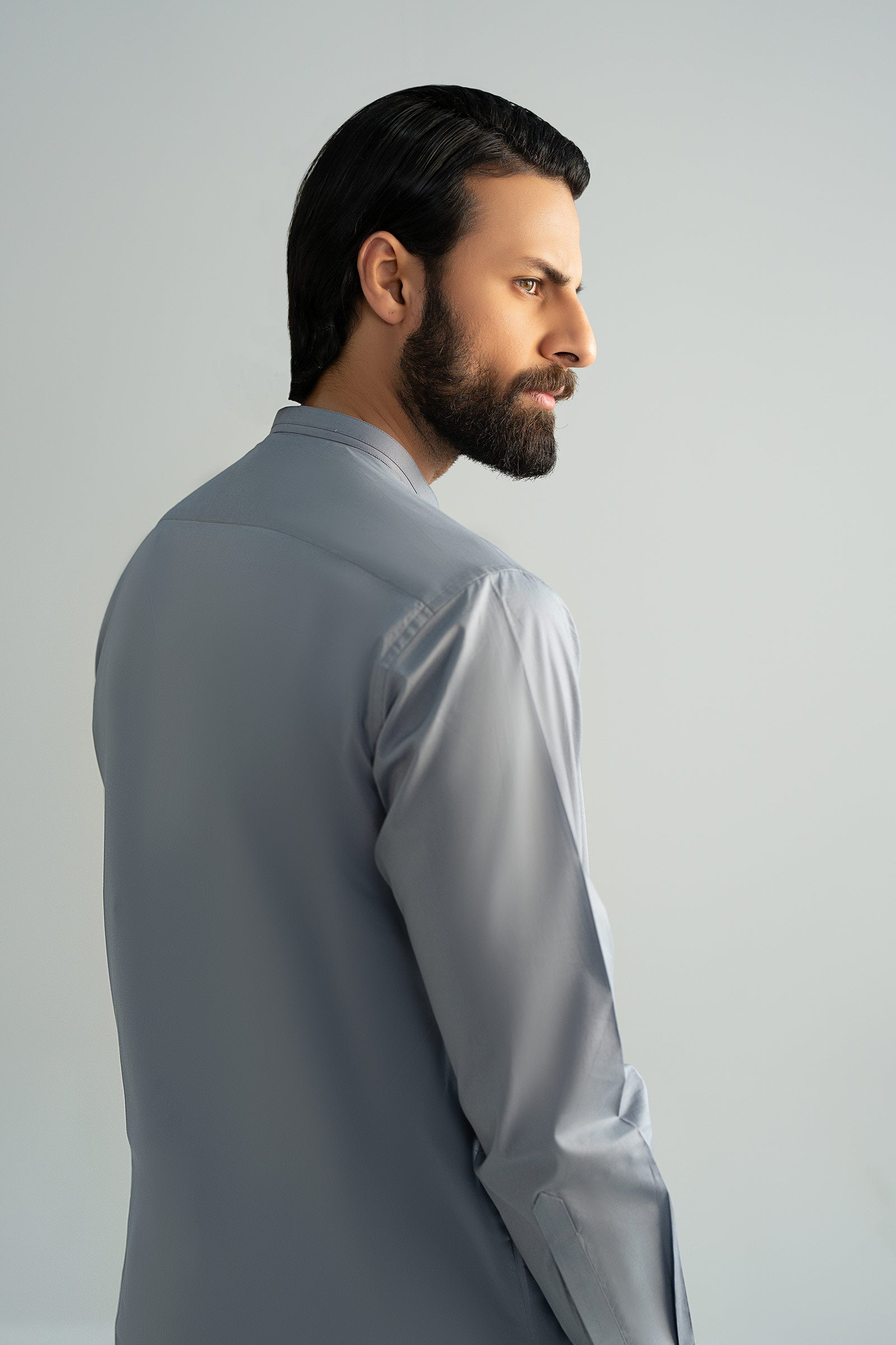 Mid Blue Cut-and-Sew Cotton Kurta Shalwar (2-Piece) - Image 8