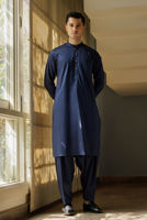 Navy Blue Cotton Kurta Shalwar (2-Piece) - Image 2