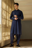 Navy Blue Cotton Kurta Shalwar (2-Piece) - Image 4