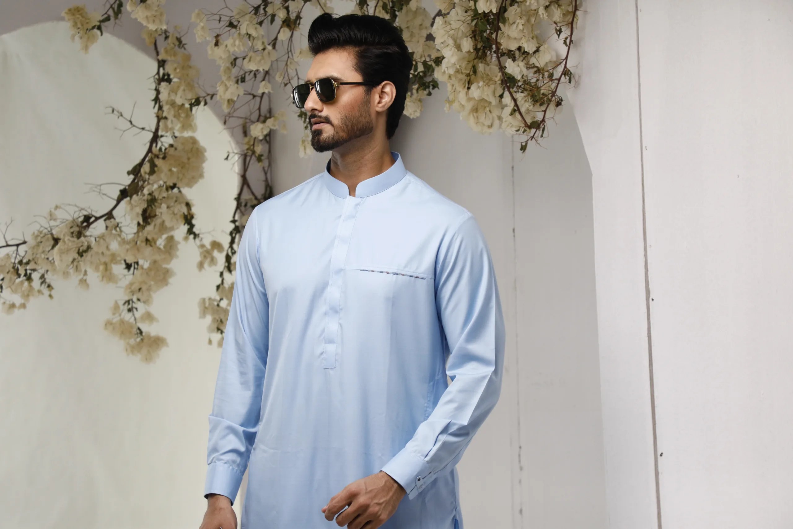 Light Blue Plain Cotton Shalwar Kameez (2-Piece) - Image 1
