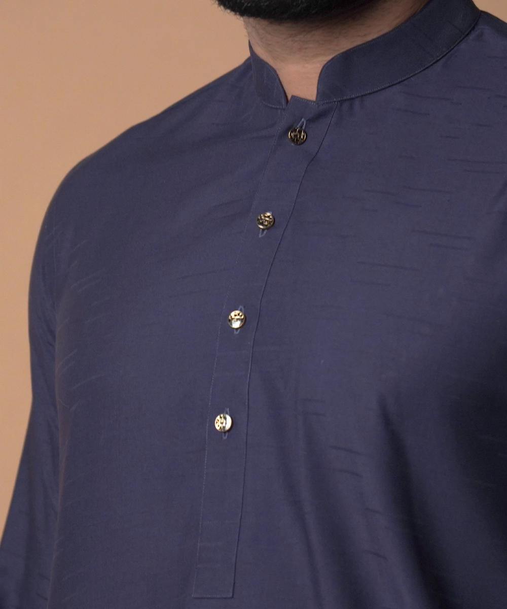 Ink Blue Soft Cotton Shalwar Kameez (2-Piece) - Image 3