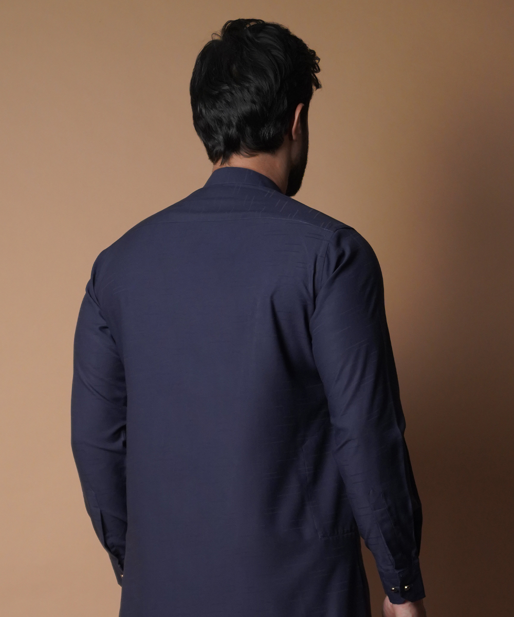 Ink Blue Soft Cotton Shalwar Kameez (2-Piece) - Image 4