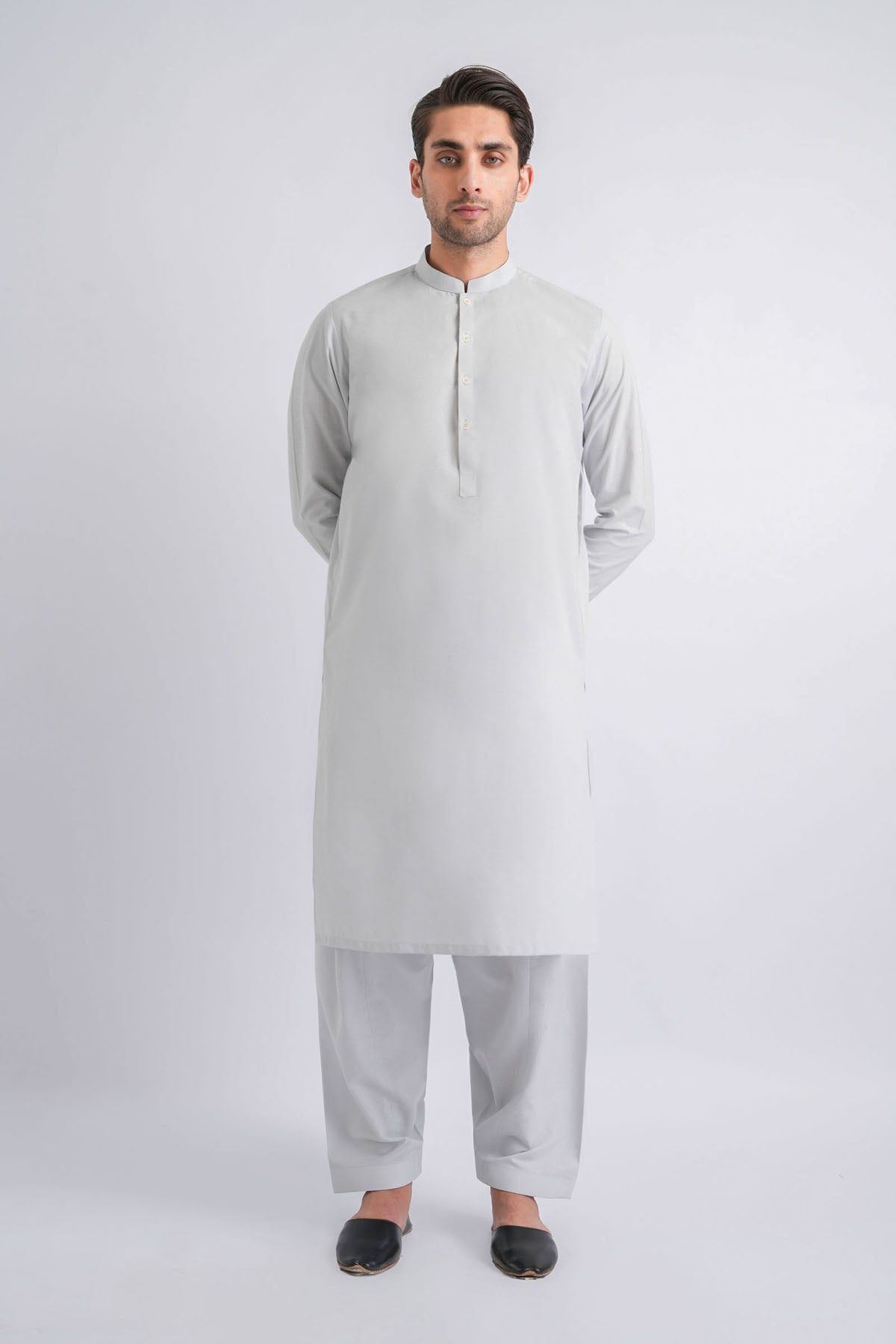 Sky Blue Crystal Karandi Shalwar Kameez (2-Piece) - Image 2
