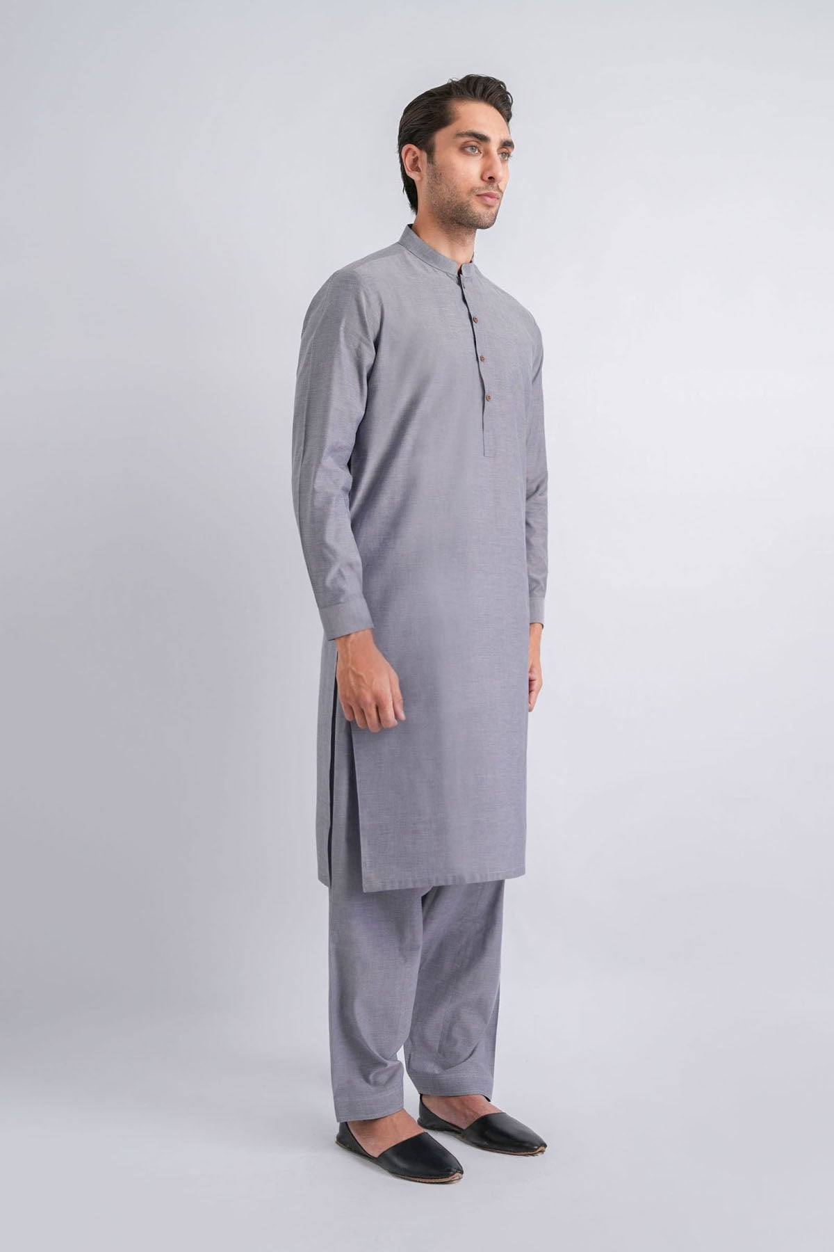 Slate Blue Karandi Shalwar Kameez (2-Piece) - Image 1