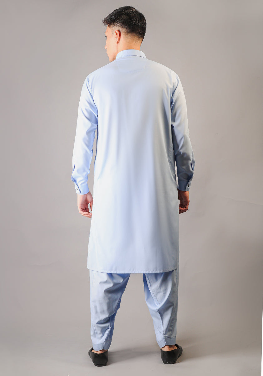 Light Blue Poly Viscose Shalwar Kameez (2-Piece) - Image 3
