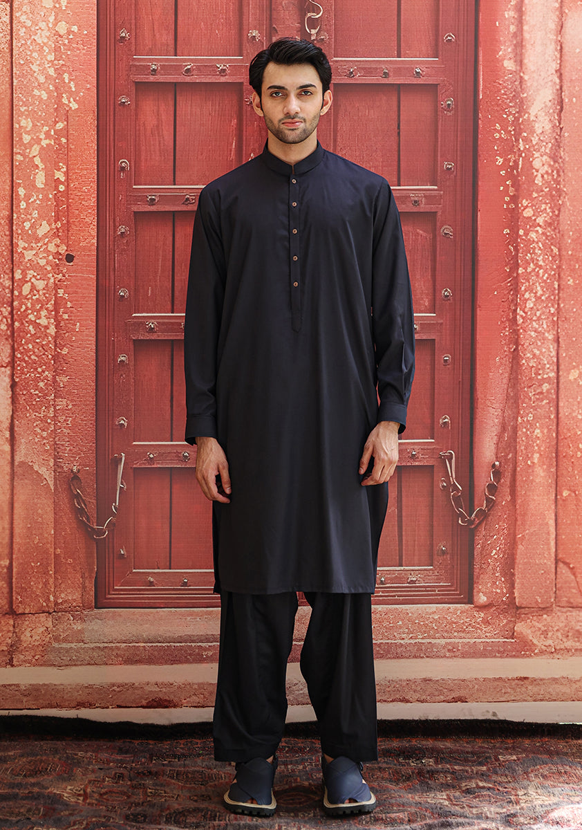 Dark Sapphire Poly Viscose Shalwar Kameez (2-Piece) - Image 1