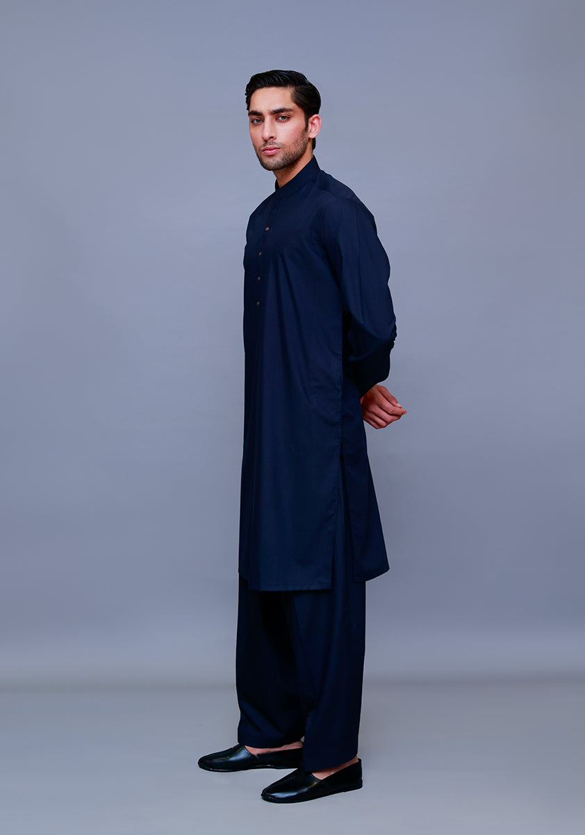 Dark Sapphire Poly Viscose Shalwar Kameez (2-Piece) - Image 3