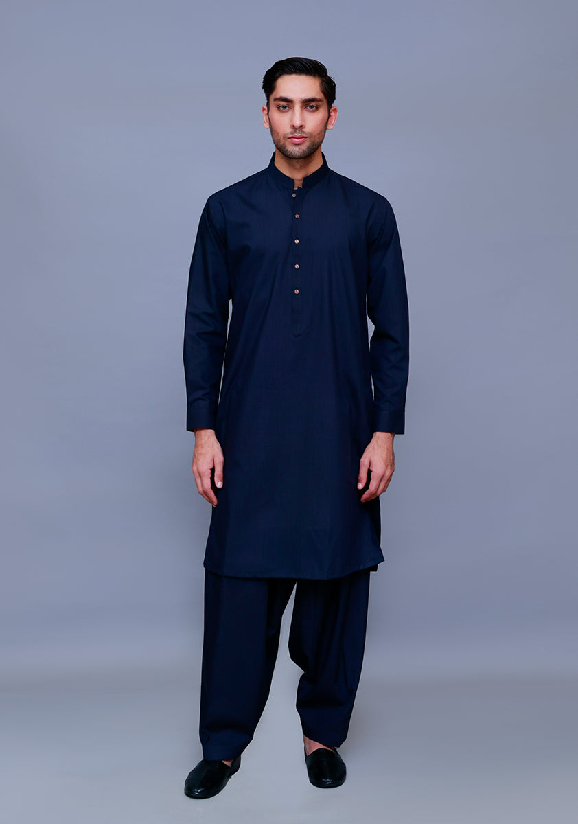 Dark Sapphire Poly Viscose Shalwar Kameez (2-Piece) - Image 4