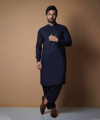 Midnight Blue Viscose Cotton Shalwar Kameez (2-Piece) - Image 4