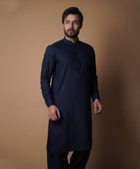Midnight Blue Viscose Cotton Shalwar Kameez (2-Piece) - Image 5