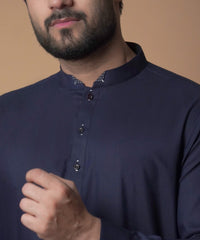 Midnight Blue Viscose Cotton Shalwar Kameez (2-Piece) - Image 6