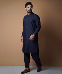 Midnight Blue Viscose Cotton Shalwar Kameez (2-Piece) - Image 7
