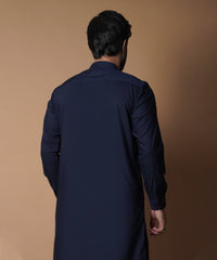 Midnight Blue Viscose Cotton Shalwar Kameez (2-Piece) - Image 8