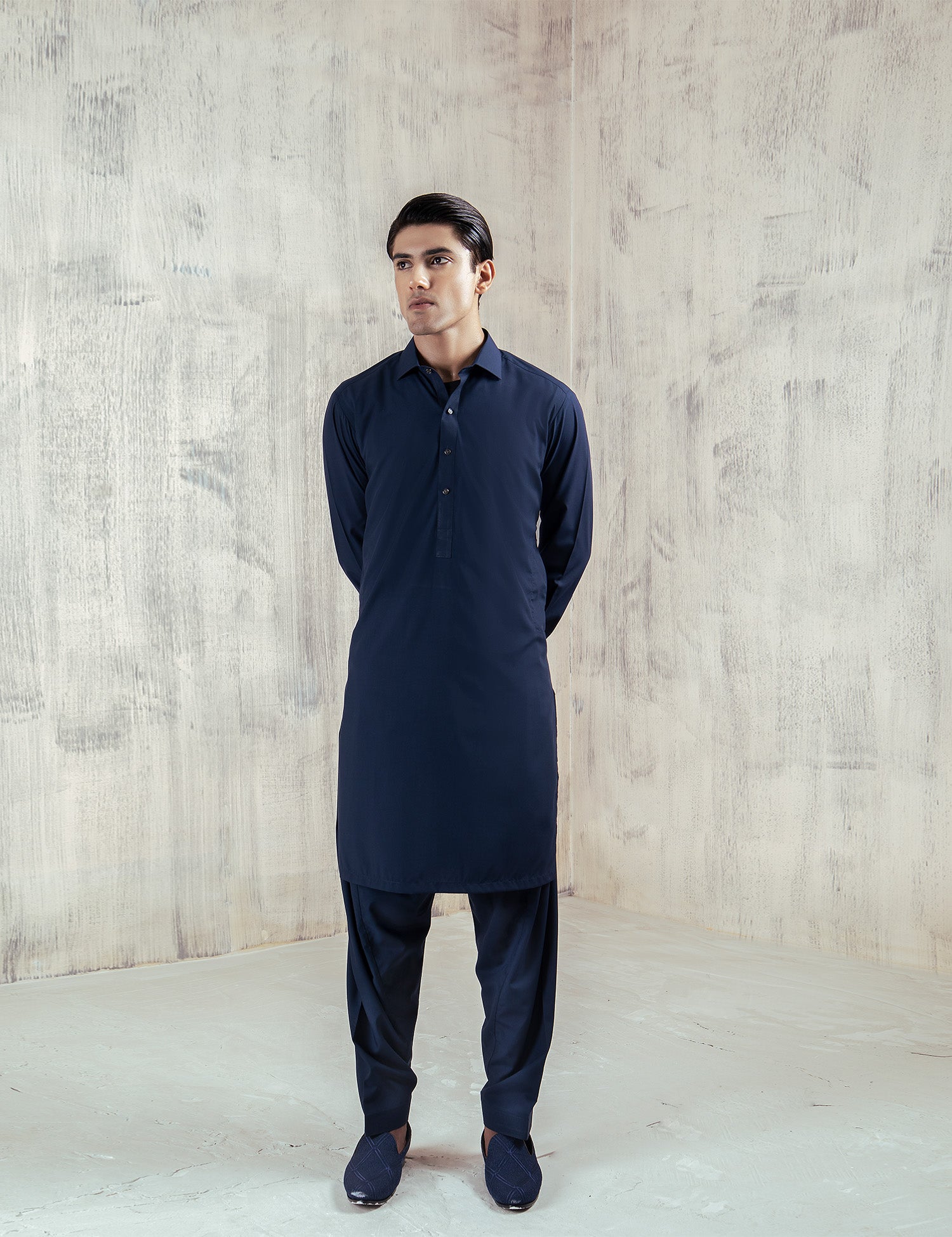 Deep Blue Wash & Wear Shalwar Kameez (2-Piece) - Image 1
