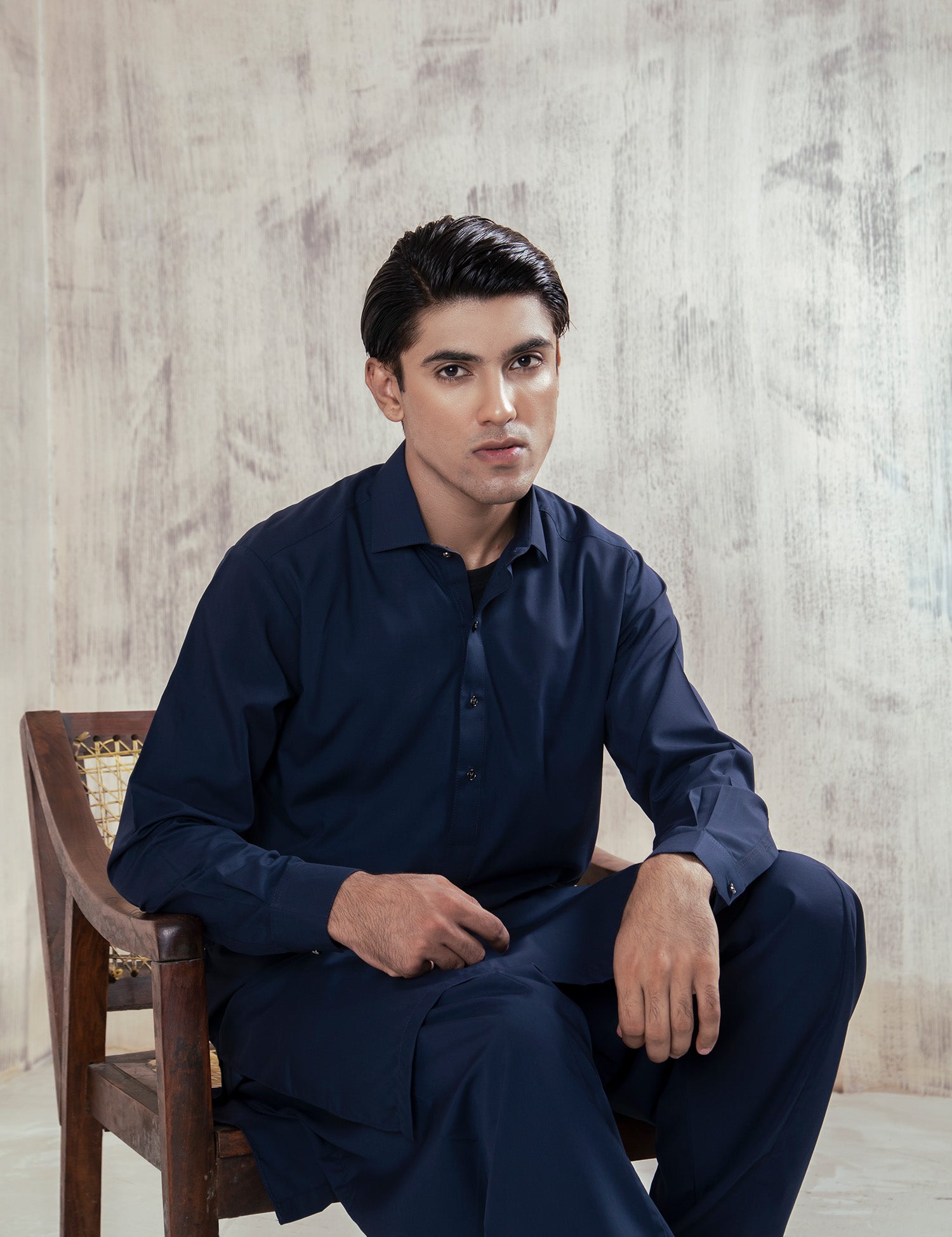 Deep Blue Wash & Wear Shalwar Kameez (2-Piece) - Image 2