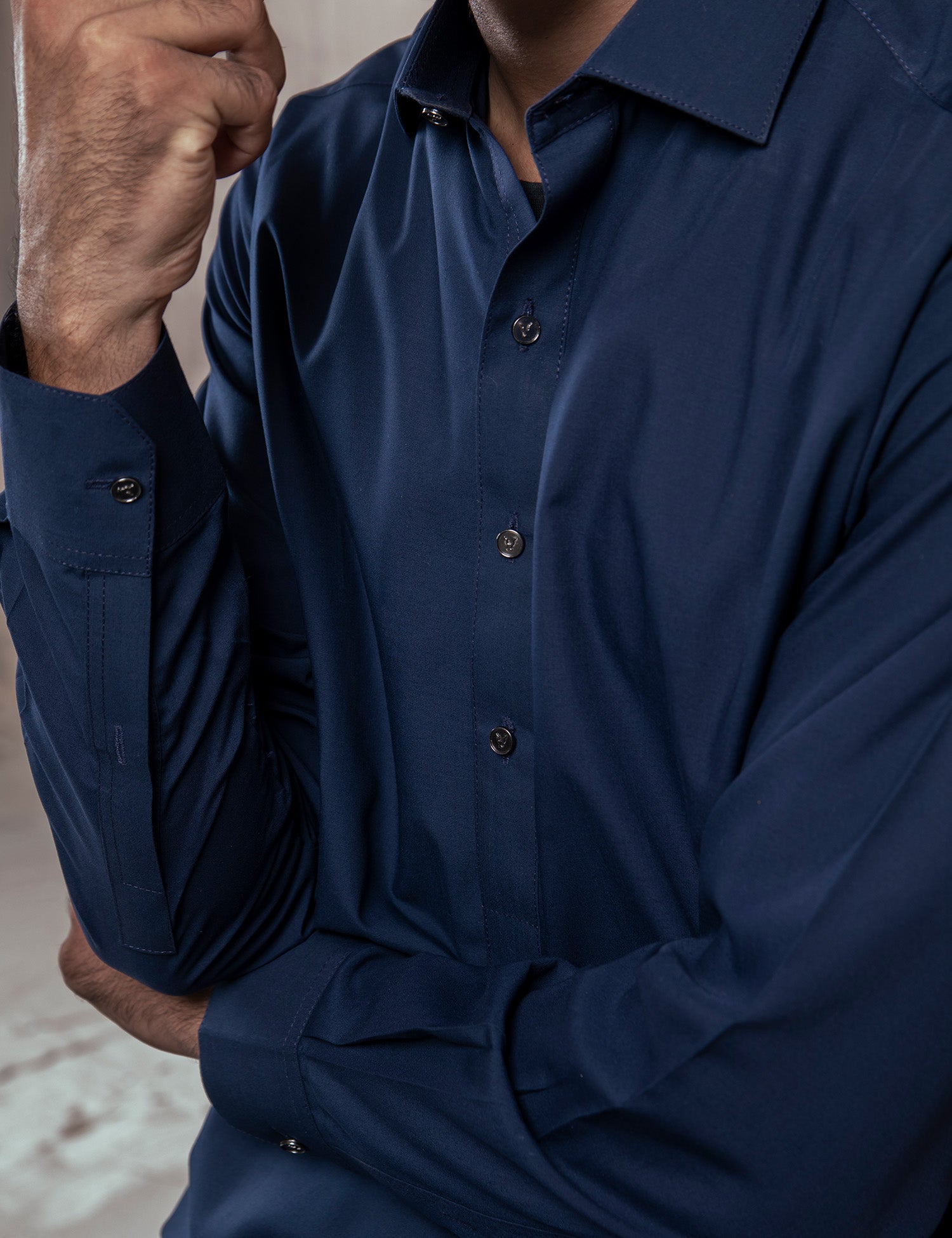 Deep Blue Wash & Wear Shalwar Kameez (2-Piece) - Image 4