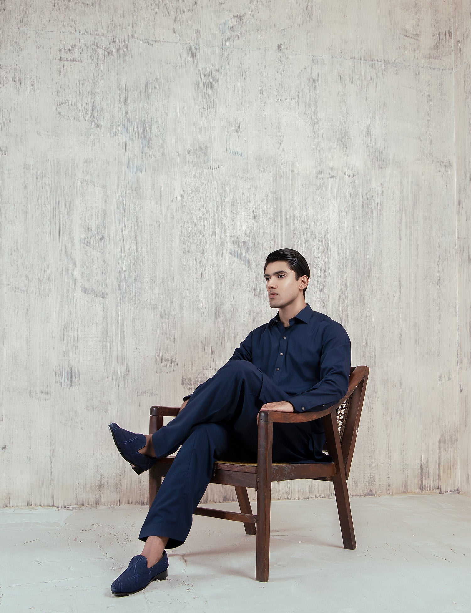 Deep Blue Wash & Wear Shalwar Kameez (2-Piece) - Image 5