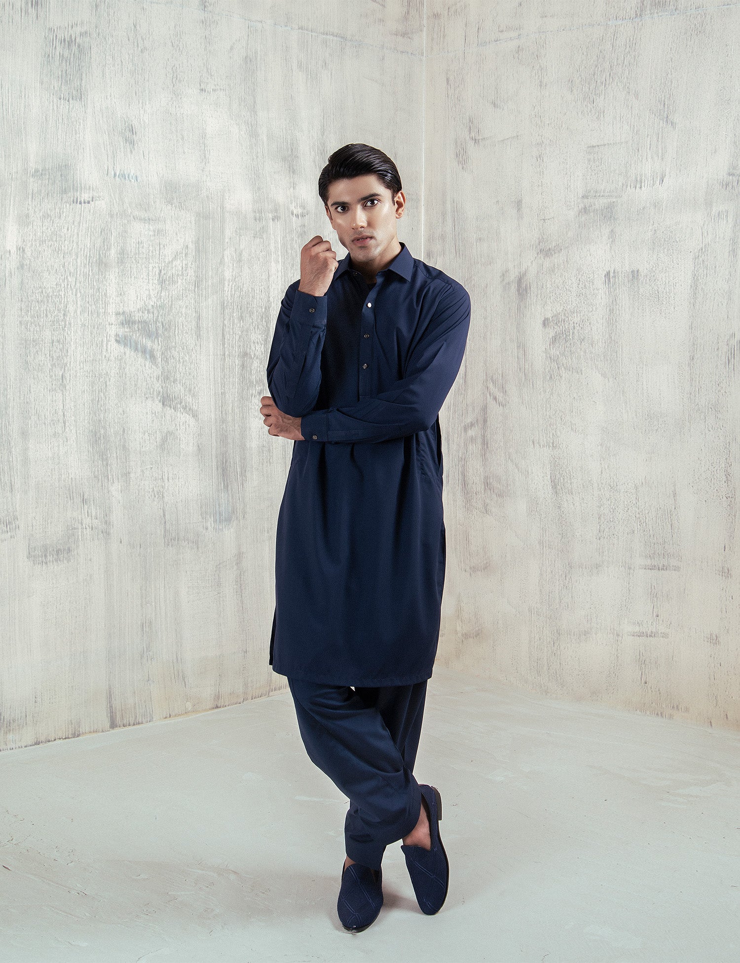 Deep Blue Wash & Wear Shalwar Kameez (2-Piece) - Image 6