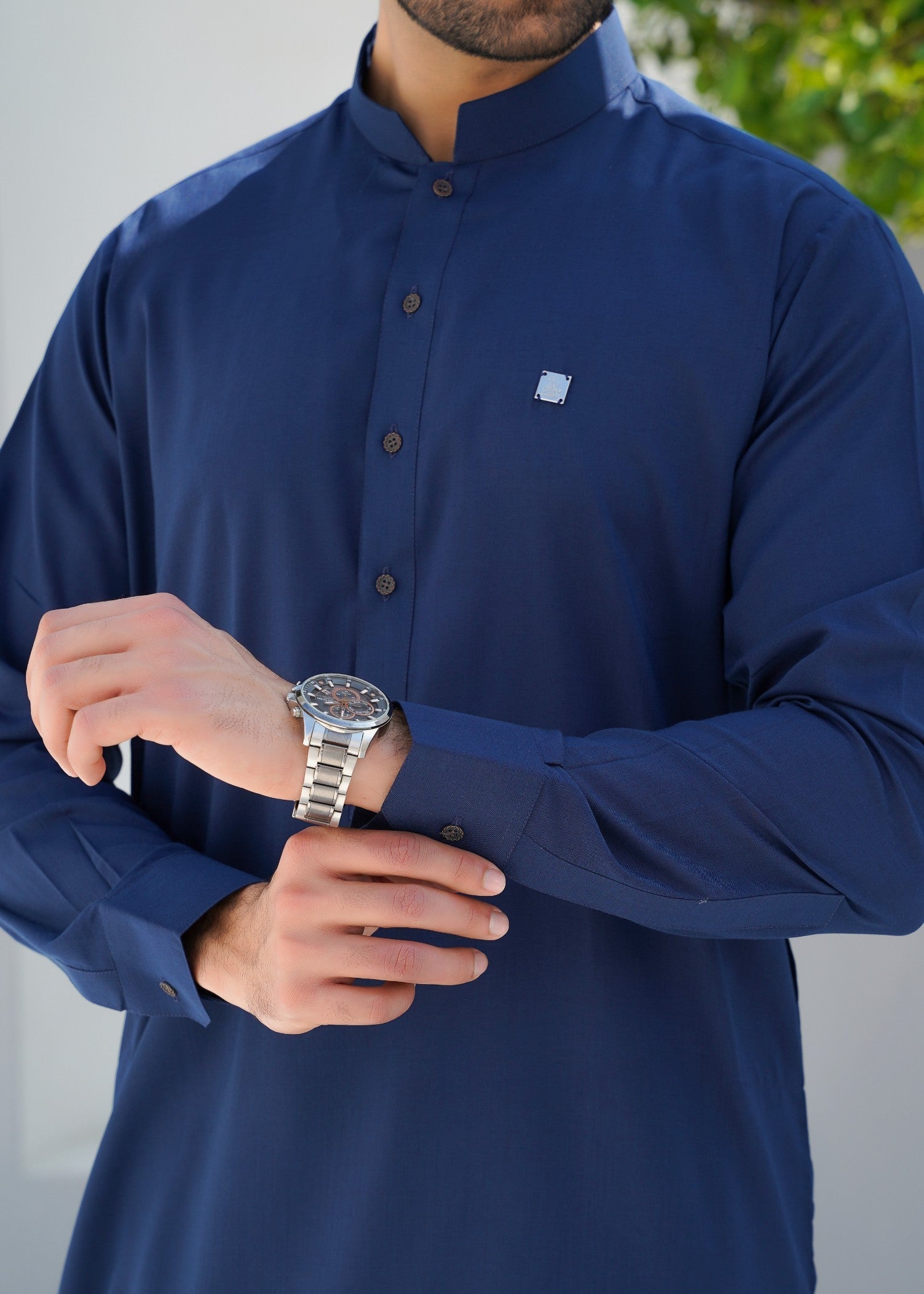 Dark Blue Wash & Wear Shalwar Kameez (2-Piece) - Image 5